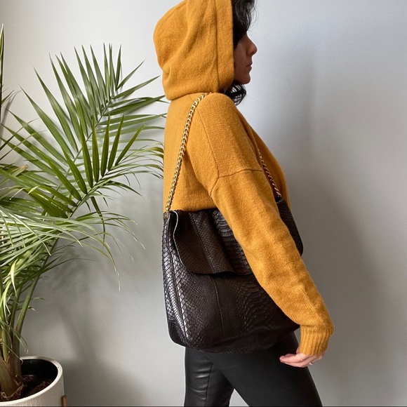 SOLD Céline Black Python Leather Gourmette Bag - Picture 6 of 16